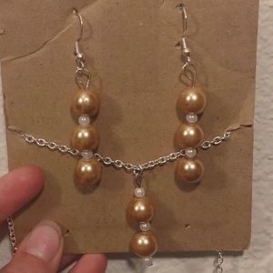 Bronzish colored pearl beaded earrings